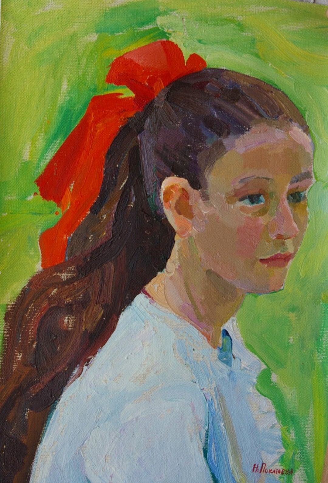 Portrait Little Girl Child Large Antique Oil Painting Original ...