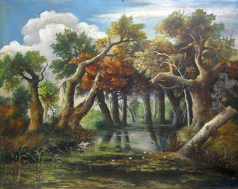 Impressionism Forest Oil Painting, Original Ukrainian Art