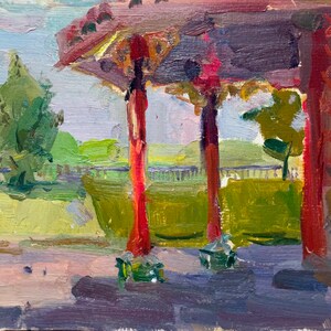 Primavera paisagem pintura antiga arte soviética original artista ucraniano Popinova G. 16-21 1990