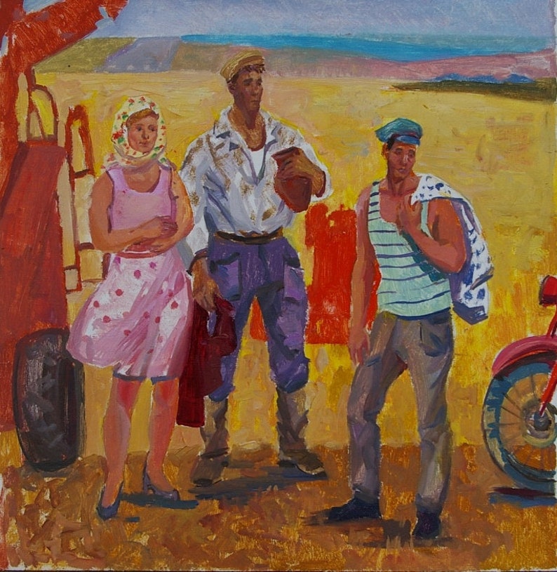 Вилы колхозные. Деревенский колхозник. Сельский парень. Картины соцреализма в ссср. 2 колхозника.