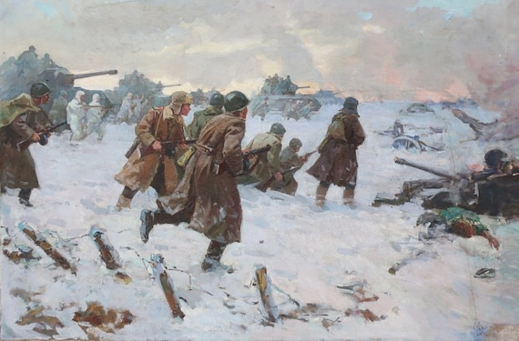 戦争画大祖国戦争オリジナルの油絵ソビエト芸術ウクライナの芸術家