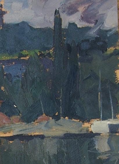 川絵風景をアンティーク油絵独自のソウクライナ芸術家Zavgorodny A.47