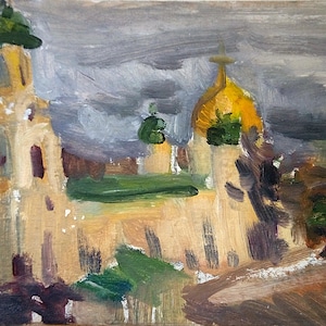 Antiga pintura a óleo originais de arte Soviética ucraniana artista Kosova Ya. 21-30