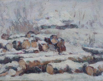 Vinterlandskapsmålning, impressionism, ukrainsk konst från 1970-talet