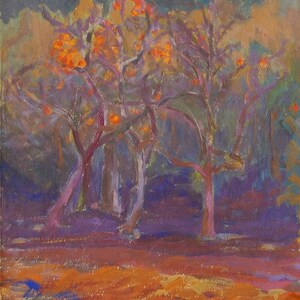 O impressionismo paisagem Florestal de mata paisagem Antiga da pintura a óleo originais de arte Soviética ucraniana artista Borisenko S. T.