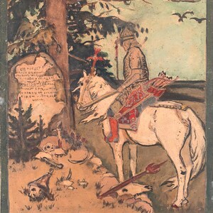 Sowjetische Märchen des Kinderzimmers Antikes Ölgemälde original sowjetische Kunst ukrainischen Künstler Sokolovsky G. 56-38 1952