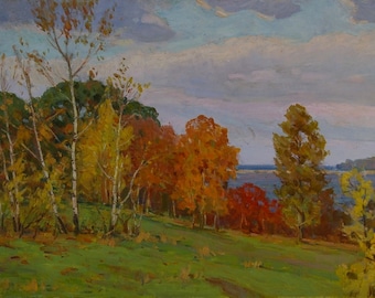 Original Autumn Landscape Oil Painting, Impressionism, Ukrainian Art