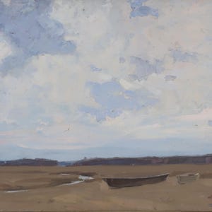 Paisagem rural Impressionismo Pintura a óleo antiga Arte soviética original Artista ucraniano Sokolovsky G.G. 43-63 1972