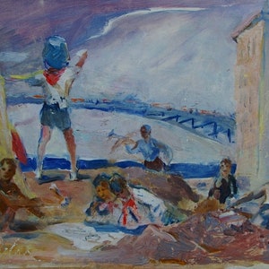 Soviética crianças retratos de crianças de Antiguidades, pintura a óleo original realismo Socialista Soviético arte ucraniana artista Titov