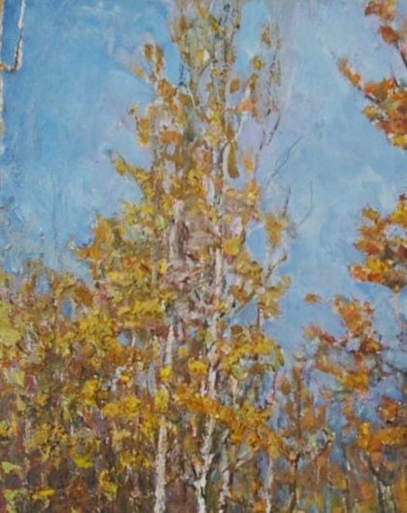 Impressionism Forest landscape woodland scenery Antique oil painting original Soviet art Ukrainian artist Vorobyov I 29.5-23 1970s