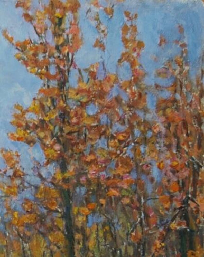 Impressionism Forest landscape woodland scenery Antique oil painting original Soviet art Ukrainian artist Vorobyov I 29.5-23 1970s
