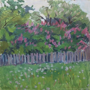 Paisagem Rural de antiguidades, pintura original Soviética arte ucraniana artista Scriabin P. D. 46-47 de 1970