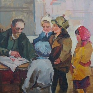 Soviética crianças retratos de crianças de Antiguidades, pintura a óleo original realismo Socialista Soviético arte ucraniana artista