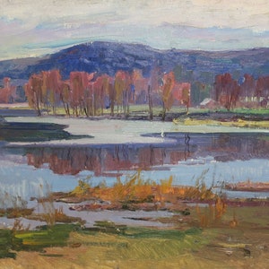Rio pintura paisagem pintura arte soviética original Artista ucraniano Zhabinsky L.A. 50-69 1970