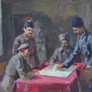 Exército vermelho Budyonnovtsy grande Antiga da pintura a óleo original realismo Socialista Soviético arte ucraniana artista Yatchenko Yu.