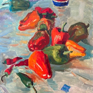 Ainda a vida de Antiguidades, pintura a óleo originais de arte Soviética ucraniana artista Kovalev F. V. 44-33 1965