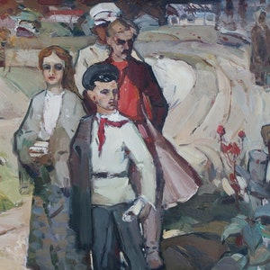 Retrato al óleo Hombre Gran retrato masculino Realismo socialista Arte soviético Artista ucraniano Kiselev I.Z. 50-79 1970