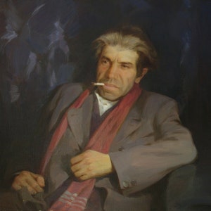 Large male portrait Oil painting original Ukrainian artist Polyakov S. 70-90