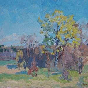 Pintura de paisagem Impressionismo paisagem de Outono Antiga da pintura a óleo originais de arte Soviética ucraniana artista Chuchalin 39-47