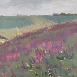 Pintura de Verão Paisagem rural Impressionismo Pintura a óleo antiga Arte soviética original Artista ucraniano Sokolovsky G. 35-53 Anos 70