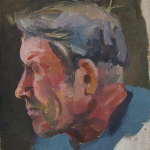Retrato de homem Soviético masculino retrato Antigo de pintura a óleo original realismo Socialista Soviético arte ucraniana artista Balykov