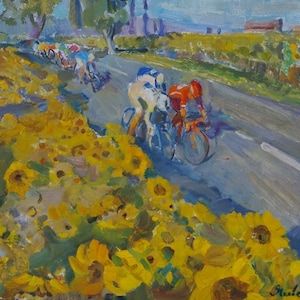 Soviética esportes Antiga da pintura a óleo original realismo Socialista Soviético arte ucraniana artista Yakovenko E. 39-50 1980