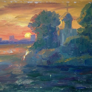 Antiga pintura a óleo originais de arte Soviética ucraniana artista Panchenko Yu. 24-30