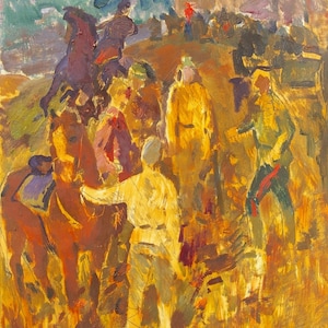 Batalha de pintura Grande Guerra Patriótica de Antiguidades, pintura a óleo original realismo Socialista Soviético arte ucraniana artista