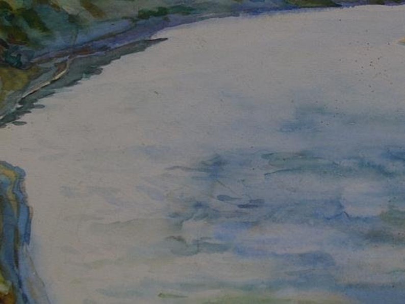 Landscape painting Impressionism River painting landscape Antique oil painting original Soviet art Ukrainian artist 36-48