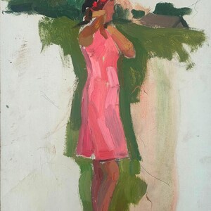 Retrato de mulher Pintura a óleo antiga original Realismo socialista Arte soviética Artista ucraniano Sokolovsky G. 48-34 anos 70