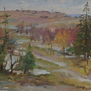 Pintura de paisagem Impressionismo paisagem Florestal de mata paisagem Antiga da pintura a óleo originais de arte Soviética ucraniana