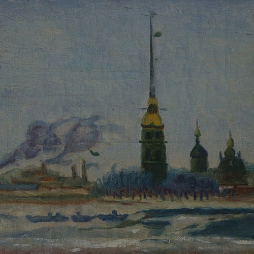 Image of templeslandscape Orthodox Church Antique oil painting original Soviet art Ukrainian artist 20-30 shops