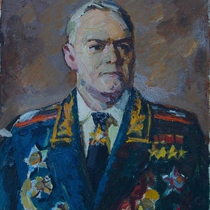 Retrato de uma pessoa famosa público, escritor, poeta Antigo, de pintura a óleo original realismo Socialista Soviético arte ucraniana
