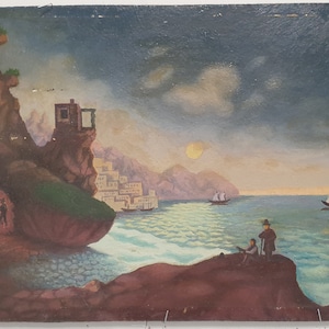 Seascape waterscape paisagem Antiga da pintura a óleo originais de arte Soviética ucraniana artista 20-29