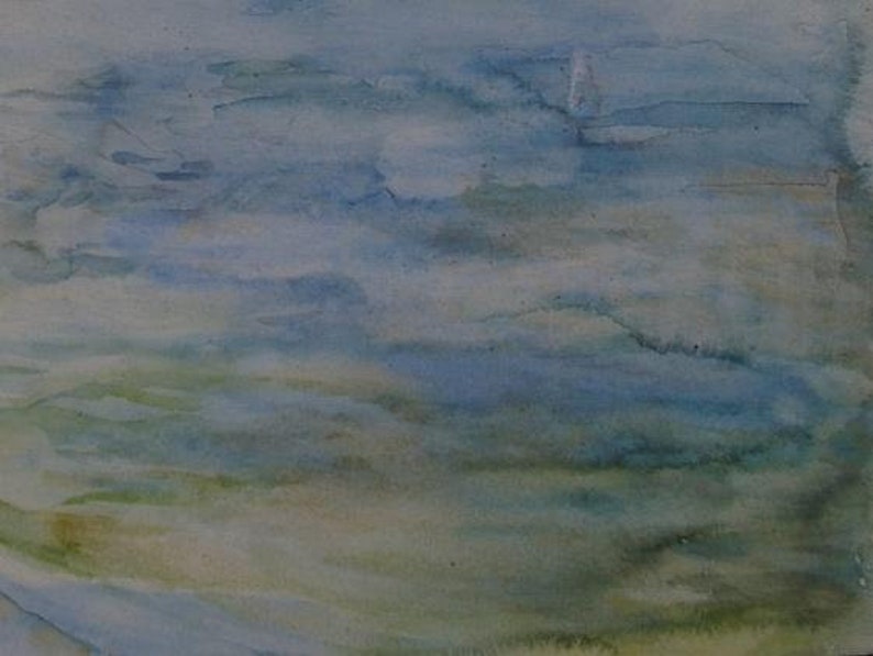 Landscape painting Impressionism River painting landscape Antique oil painting original Soviet art Ukrainian artist 36-48