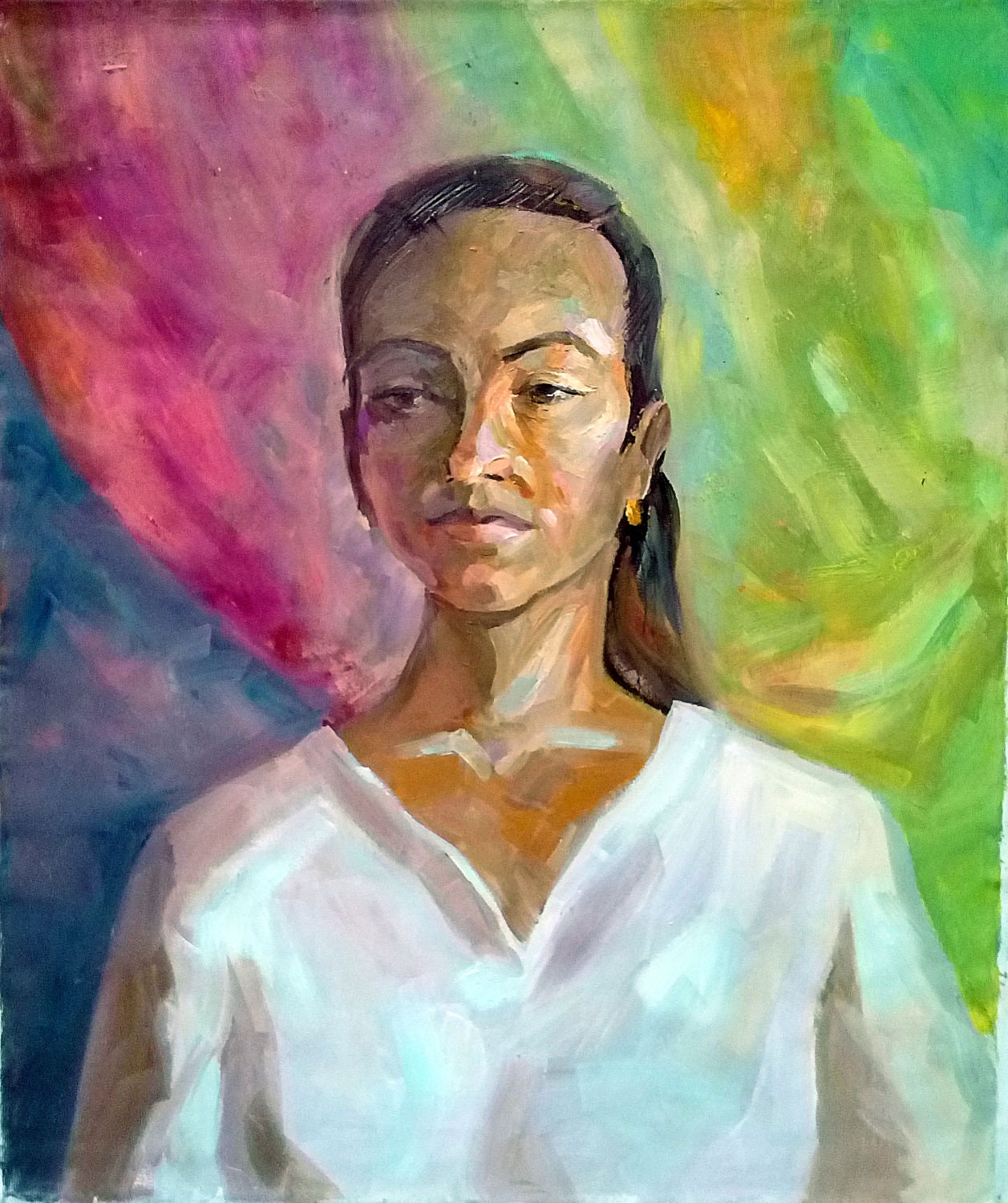 若い美少女アンティーク油絵独自のソビエト社会主義リアリズムア