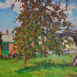 農村景観印象のアンティーク油絵独自のソ連のアウクライナの