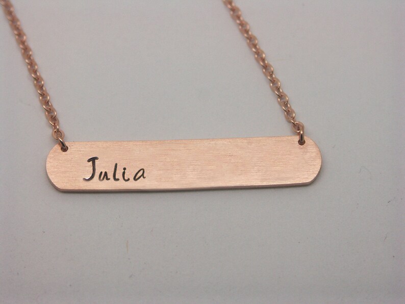 Friendship Necklace Friend Necklace Birthday Necklace,Hand stamped Necklace Message Necklace Name Necklace NB880 Rose Gold Bar Necklace