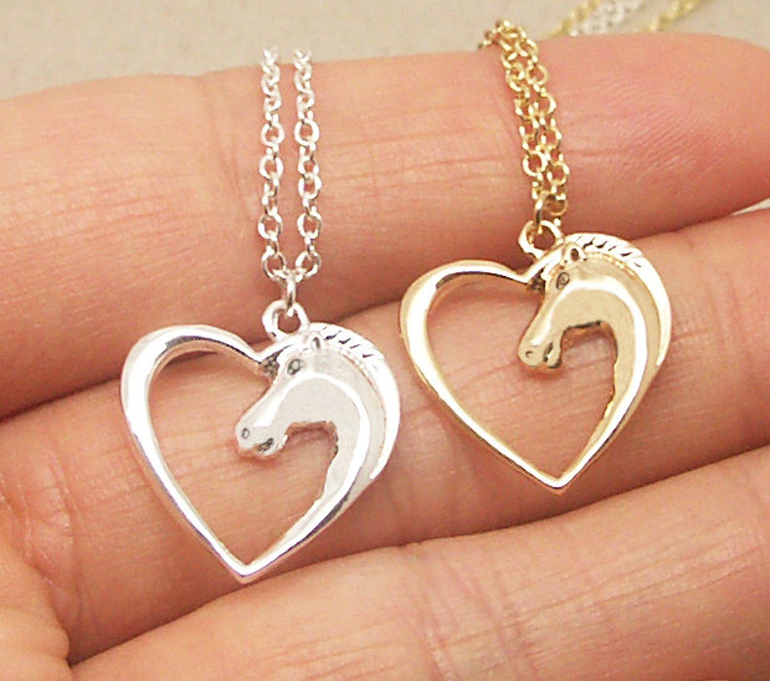 Horse In Heart Necklace Horse Necklace Pony Necklace Heart Etsy