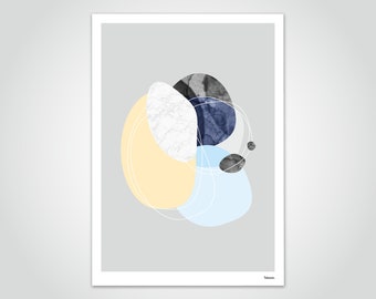 banum pebble N2 — poster pebble stones, poster circle shape, abstract art, poster living room decoration, poster summer sandy beach, poster holiday