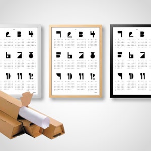 banum Type White calendario 2024, pianificatore calendario, calendario poster bianco e nero, poster calendario, calendario da parete 2024, pianificatore annuale calendario annuale immagine 9