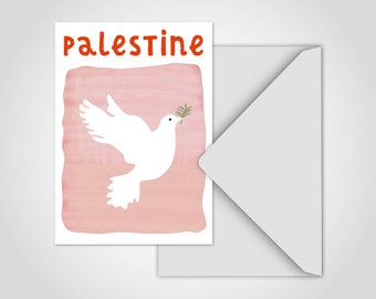 banum Palestina Libera N4 — cartolina Palestina, cartolina Palestina Libera, libertà di Gaza, cartolina colomba bianca della pace, cartolina donazione per Gaza