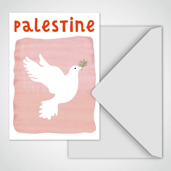 banum Free Palestine N4 — Postkarte Palästina, Postkarte Free Palästina, Gaza Freiheit, Karte weiße Friedenstaube, Postkarte Spende für Gaza