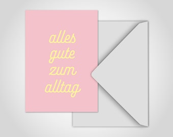 banum everyday postcard — zabawna kartka urodzinowa, motywująca kartka z życzeniami, różowa kartka z zabawnymi powiedzonkami, ręcznie pisana kartka z cytatem, kartki