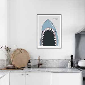 Banum Shark Poster, Art Print, Picture Illustration, Poster Veggie Vegetarian, Poster Kitchen, Poster Dining Room, Poster Maritime Ocean Sea image 4