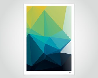banum Darkocean N1 — Poster Low Poly, Pictures Polygram Triangle, Art Prints Abstract, Decorative Living Room, Poster Green Blue, Scandinavian Art