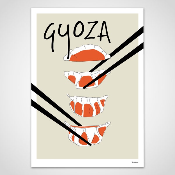 banum Gyoza Dumplings — Poster, Kunstdruck Küche, lustige Spruchposter Gyoza, Poster Gyoza Knödel, Poster Japan Asien, Poster Dumpling Veggy