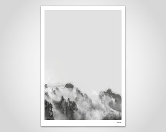 banum Landscape 1 — Poster, Photography black and white, Art Print Mountains Hiking, Deco Living Room, Poster Scandinavian, Poster Nature Photography