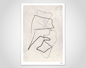 banum Sketch Free 1 — Poster Fine Line Art, Poster black beige, Abstract Art, Minimalist Art, Poster Portrait Lines, Drawing