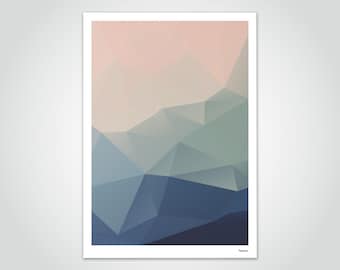 banum Pastel N4 — Poster Low Poly, Art Print Polygon, Picture Geometry, Art Prints Poster Set, Picture Living Room, Poster Christmas Pastel